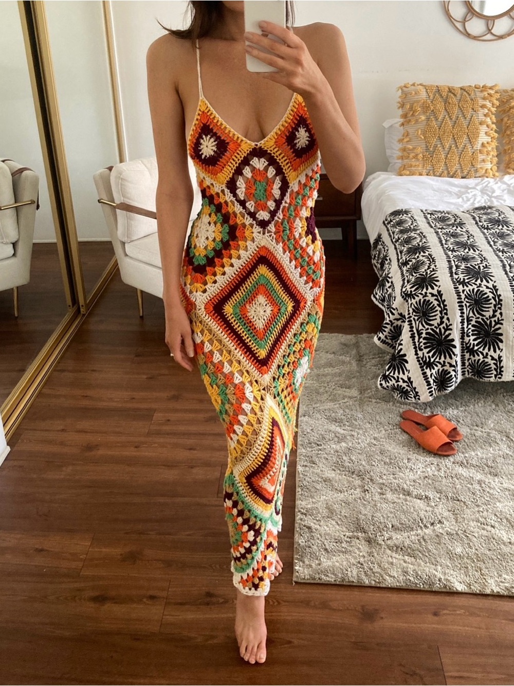 RARE INDAH CROCHET MAXI DRESS FREE PEOPLE ANTHROPOLOGIE HUNZA G HOUSE OF SUNNY